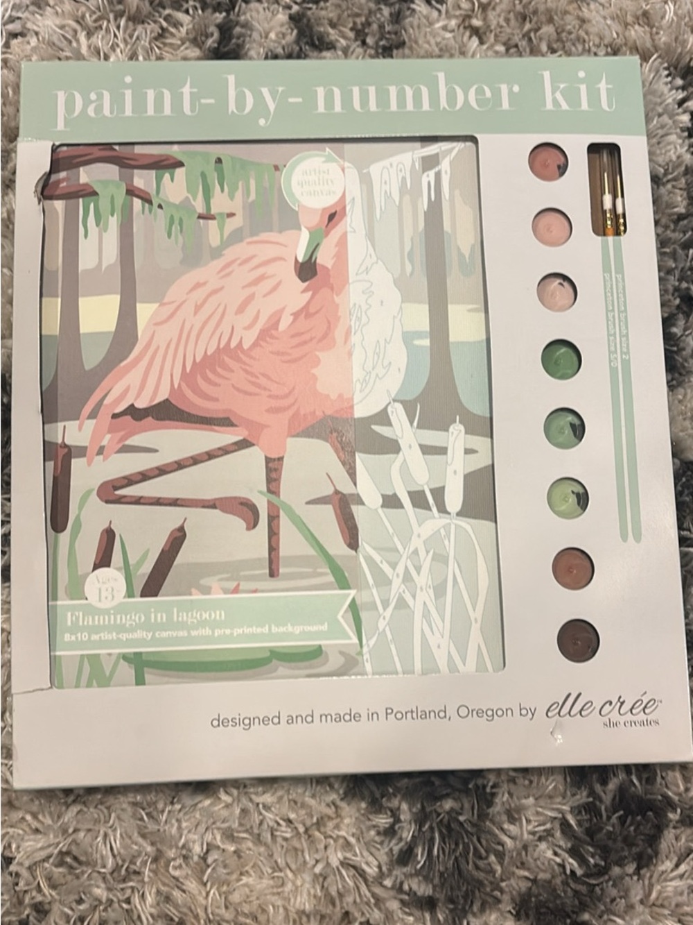 New - Elle Crée Paint-by-Number Kit - Pink Flamingo